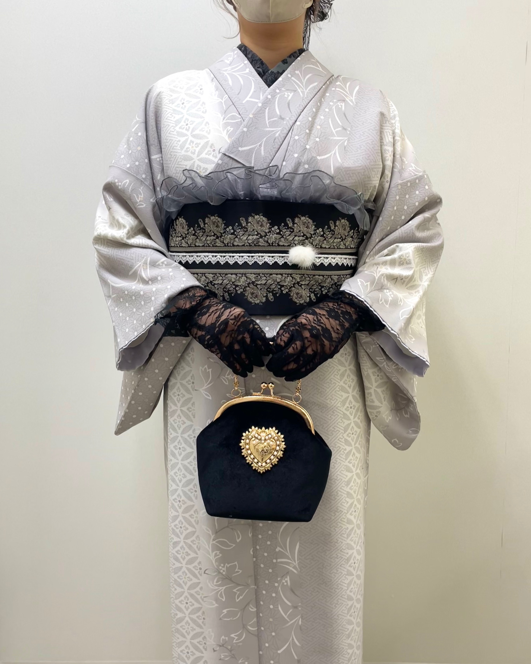 川越着物レンタルVASARA/モノトーン着物コーデ❤︎❤︎